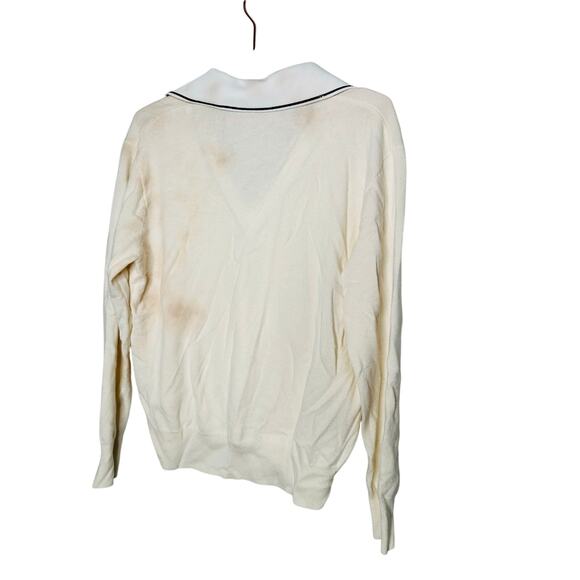 SANDRO Off-White Wool Knit Long Sleeve Retro Prep Alizia Sweater Size 3 - Picture 6 of 13